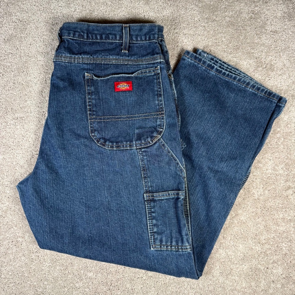 Dickies Mens Blue Denim Carpenter Workwear Jeans Relaxed Fit 40x30